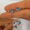 Set Colibrí Flor Morado (Plata 925)