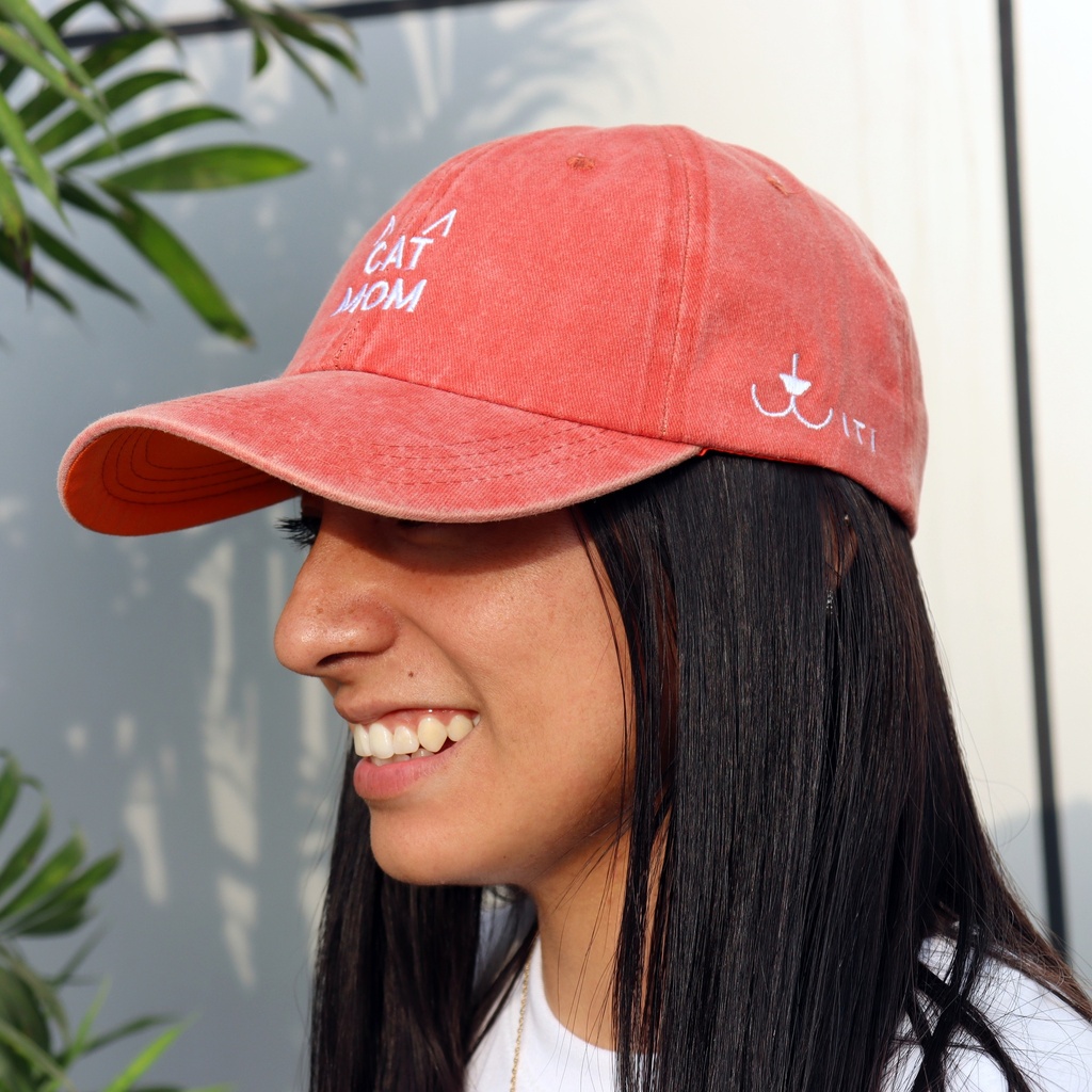 Gorra Cat Mom Naranja Washed