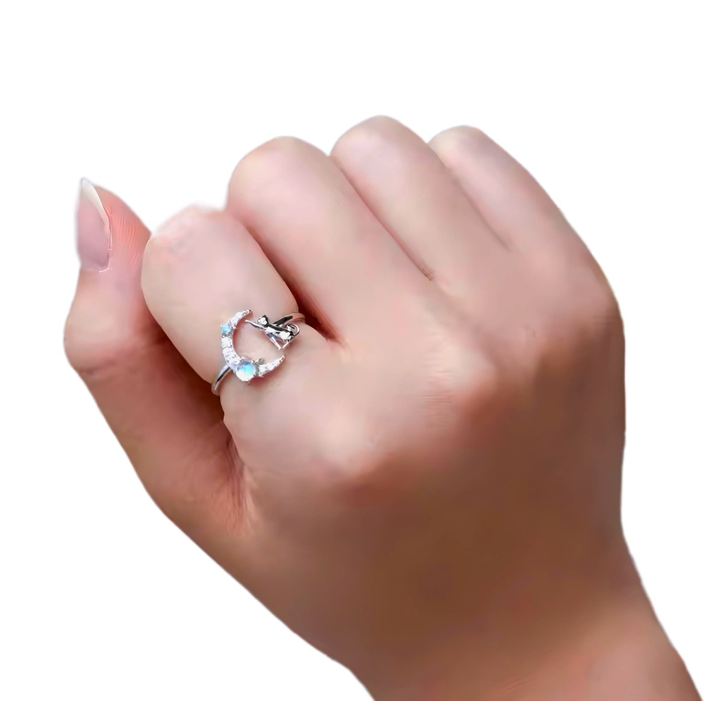 Anillo gato moonstone  (Plata 925)