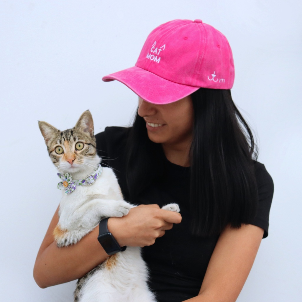 Gorra Cat Mom Fucsia Washed