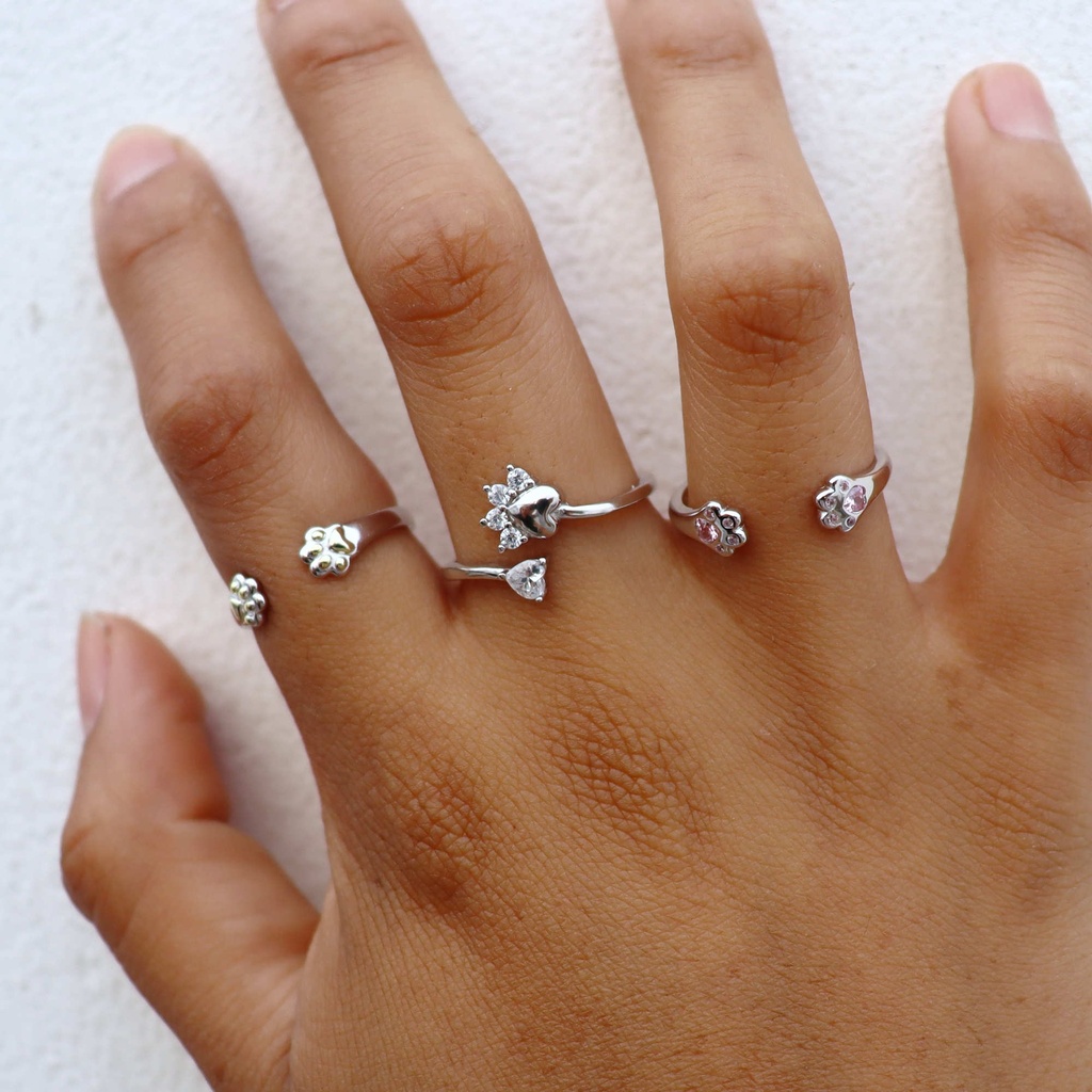 Anillo  patitas doradas (Plata 925)