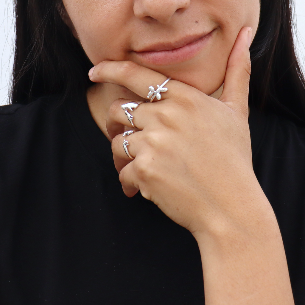 Anillo Mamá Gato y Bebé  (Plata 925)