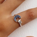 Anillo Luna Azul Felina (Plata 925)