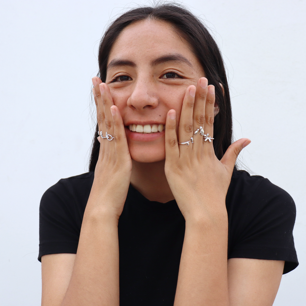 Anillo Mamá Gato y Bebé  (Plata 925)