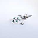 Anillo colibrí hojitas (Plata 925)