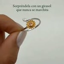 Anillo girasol aurora dorada  (Plata 925)