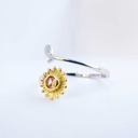 Anillo girasol aurora dorada  (Plata 925)