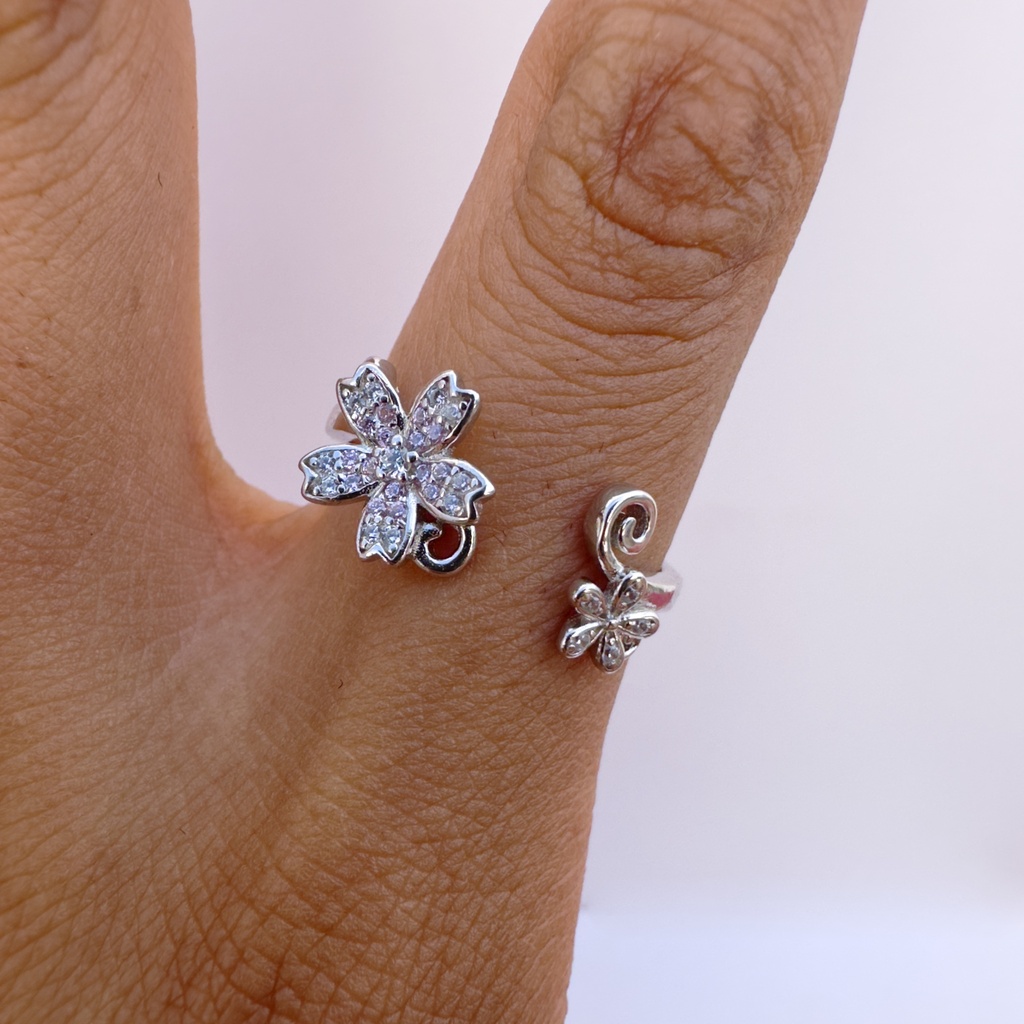 Anillo flor de ensueño rosa  (Plata 925)