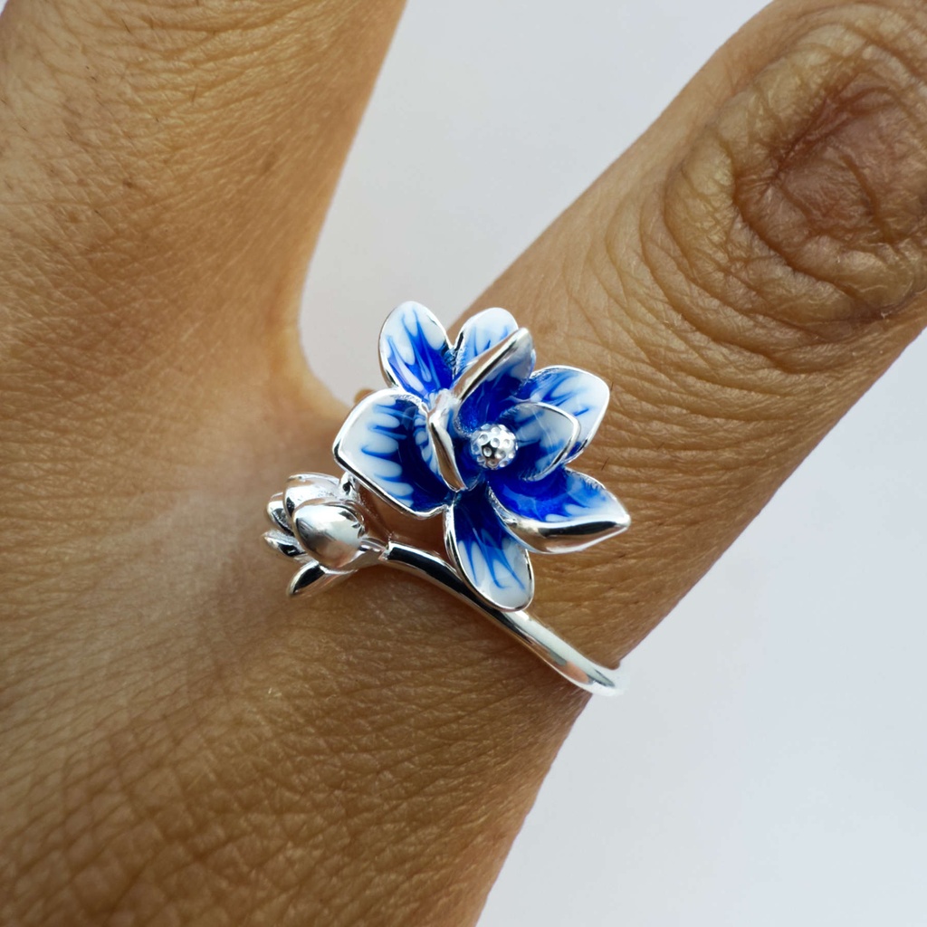 Anillo flor de medianoche (Plata 925)