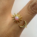 Anillo sol y luna dorado  (Plata 925)