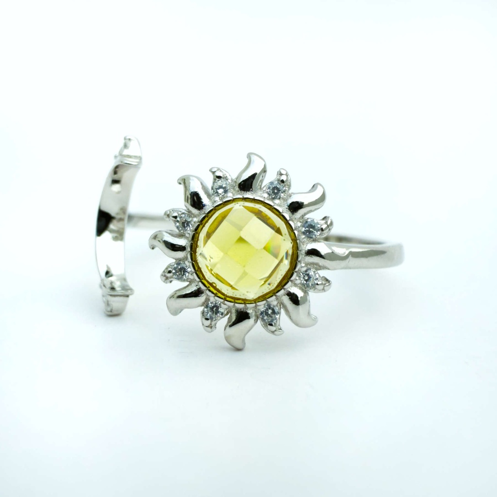 Anillo sol y luna plateado  (Plata 925)