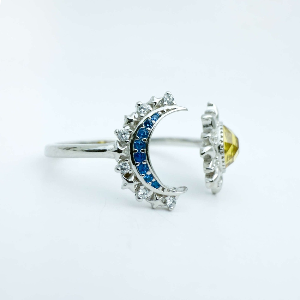 Anillo sol y luna plateado  (Plata 925)