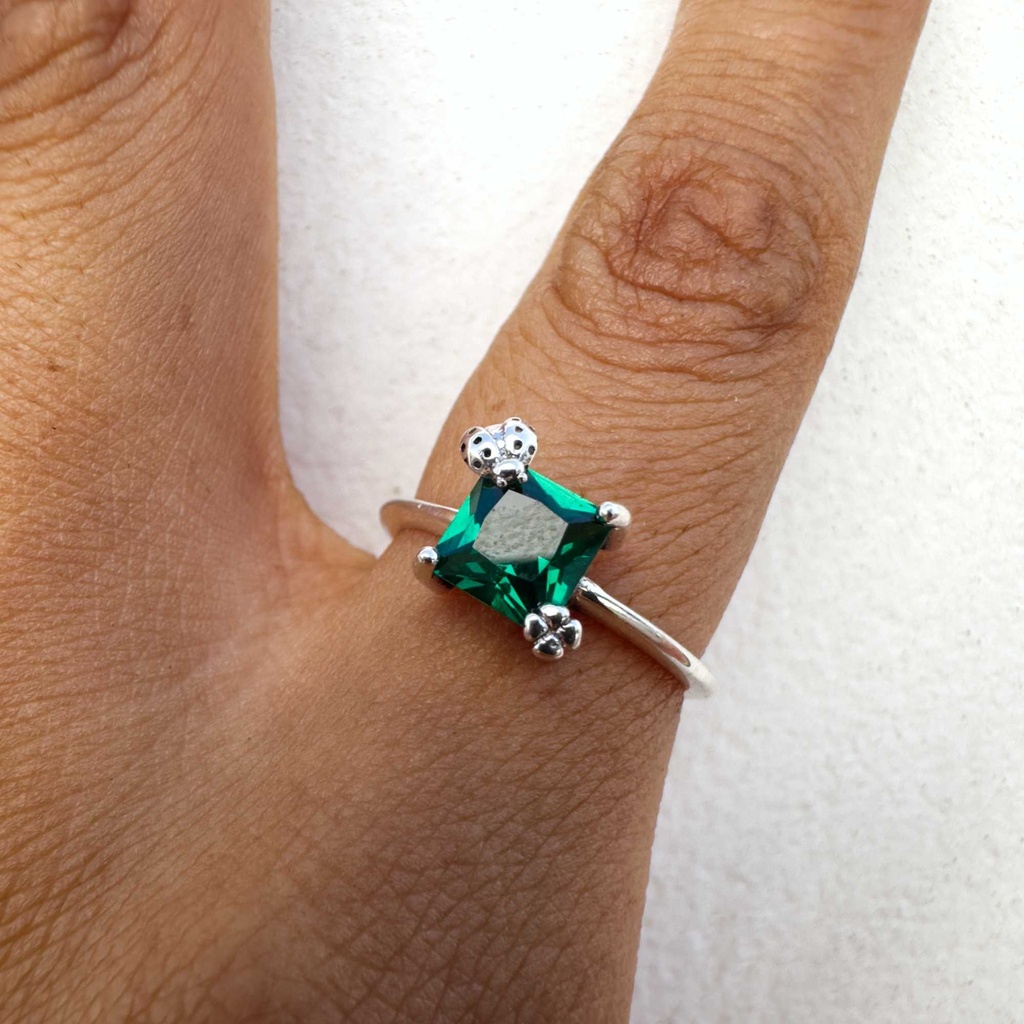 Anillo mariquita verde (Plata 925)
