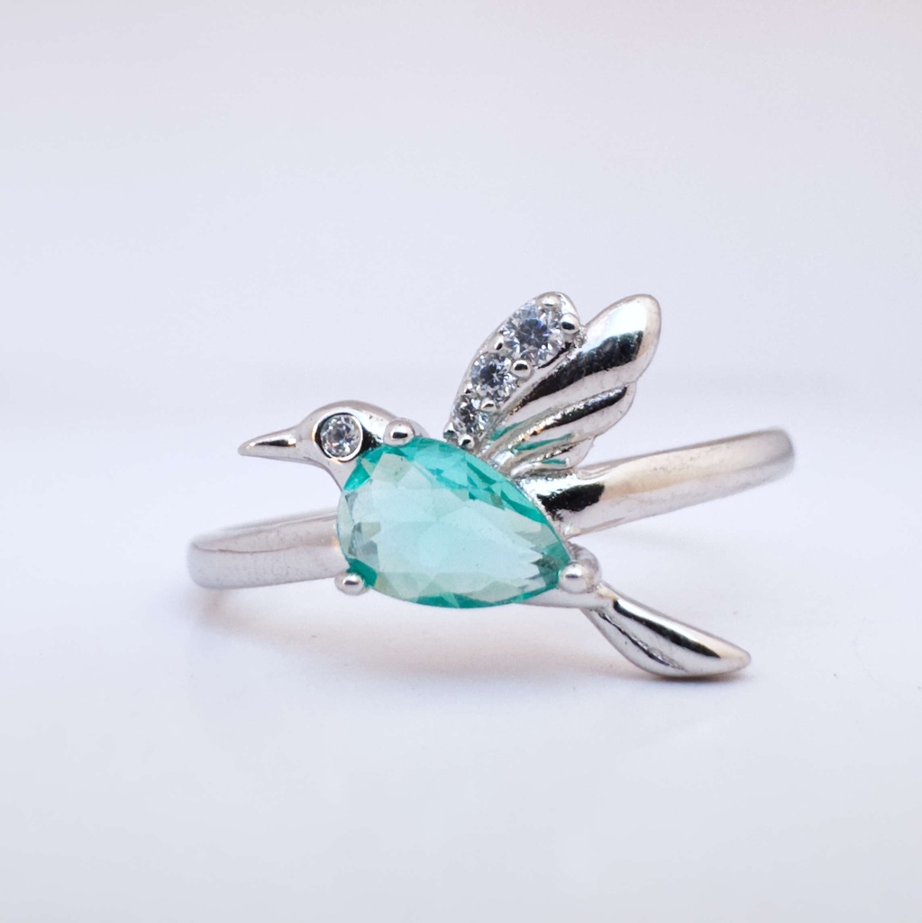 Anillo colibrí jade (Plata 925)