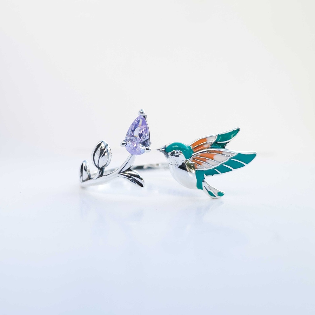 Anillo ave lila mágica (Plata 925)
