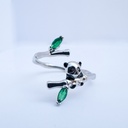 Anillo panda en el bambú  (Plata 925)