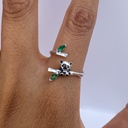 Anillo panda en el bambú  (Plata 925)