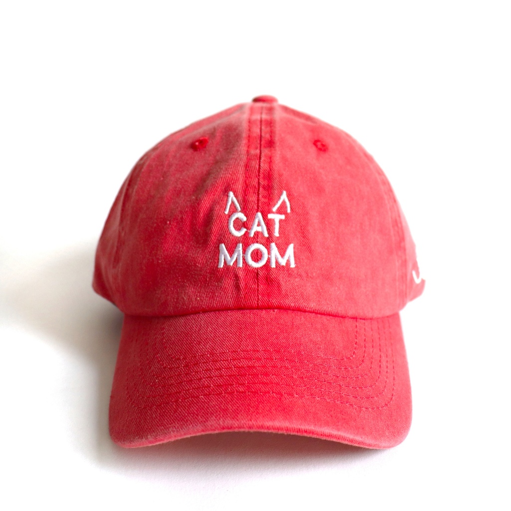 Gorra Cat Mom Rojo Washed