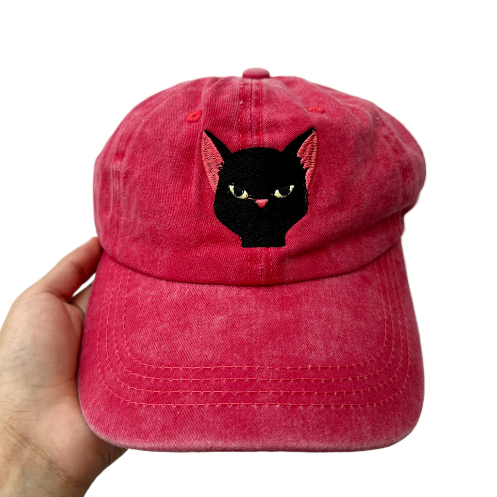 Gorra Gato Negro Rojo Washed