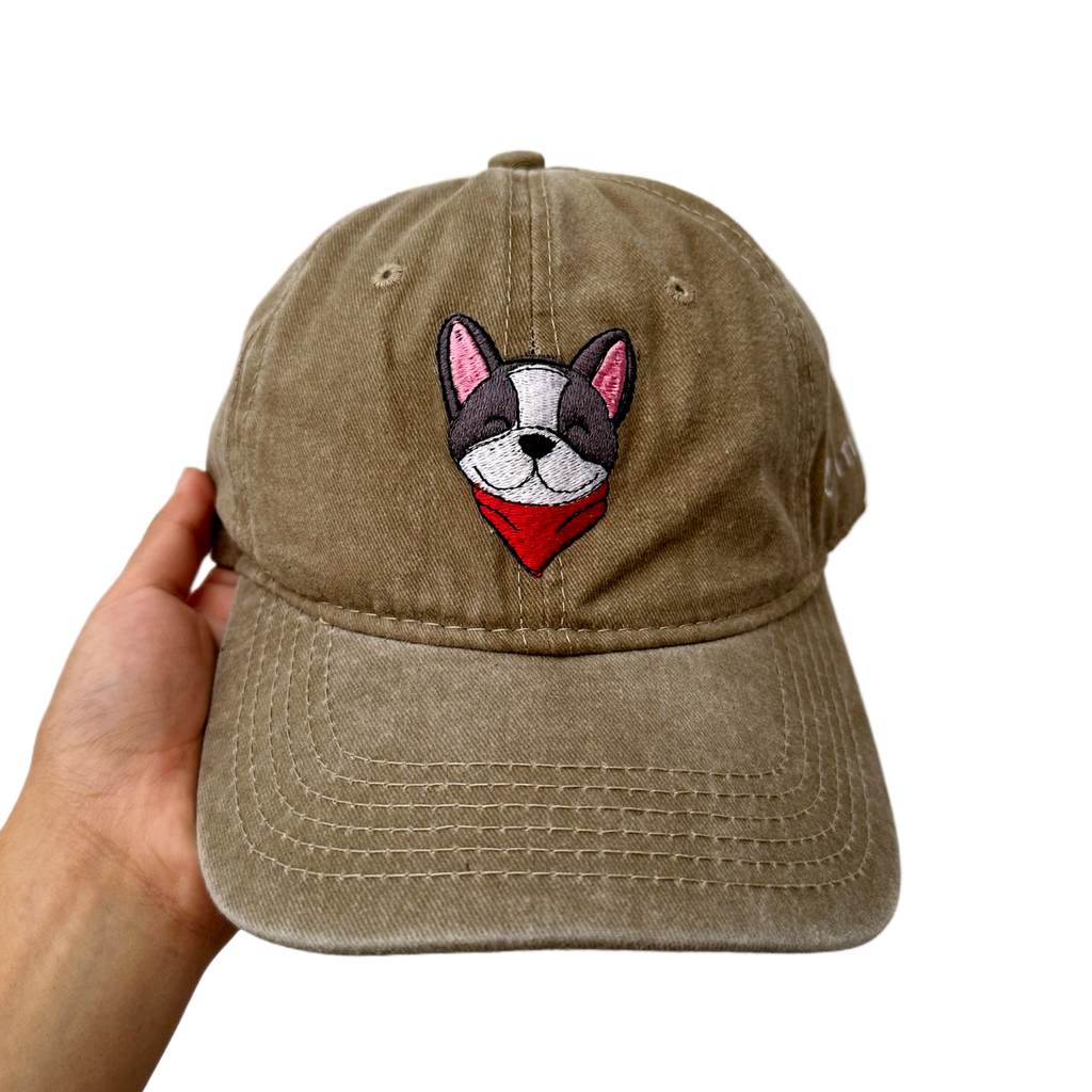 Gorra Perro Bulldog Beige Whased