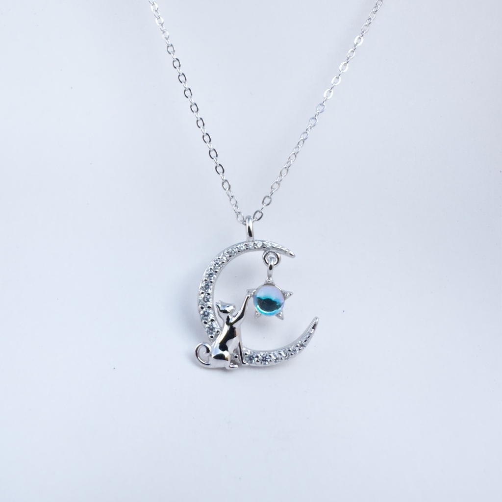 Collar Gato luna moonstone (Plata 925)