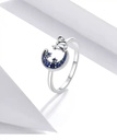 Anillo Luna Azul Felina (Plata 925)