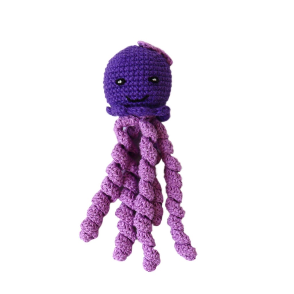 Pulpo tejido con catnip morado