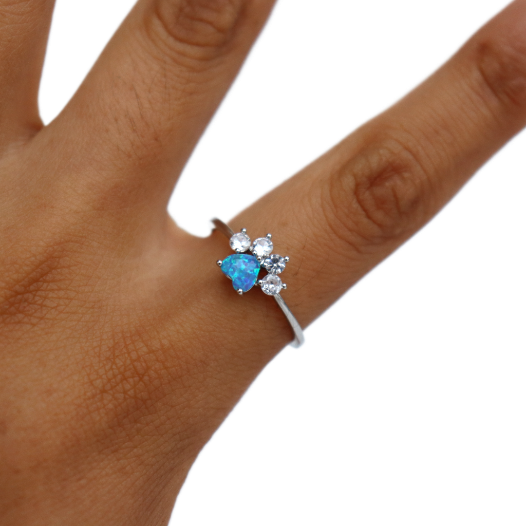 Anillo huellita petlover turquesa (Acero Inoxidable)