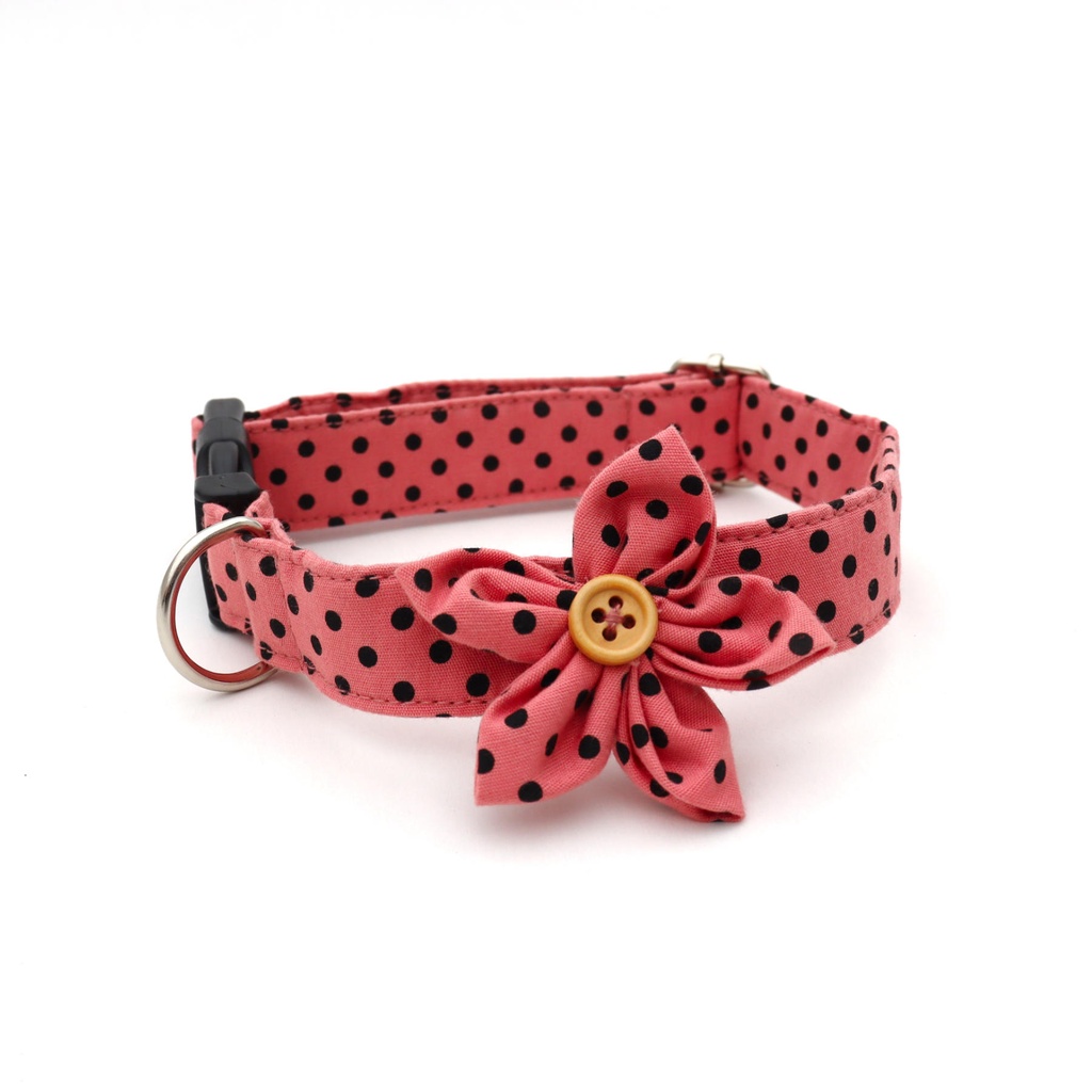 Collar Flor Rosado Puntos