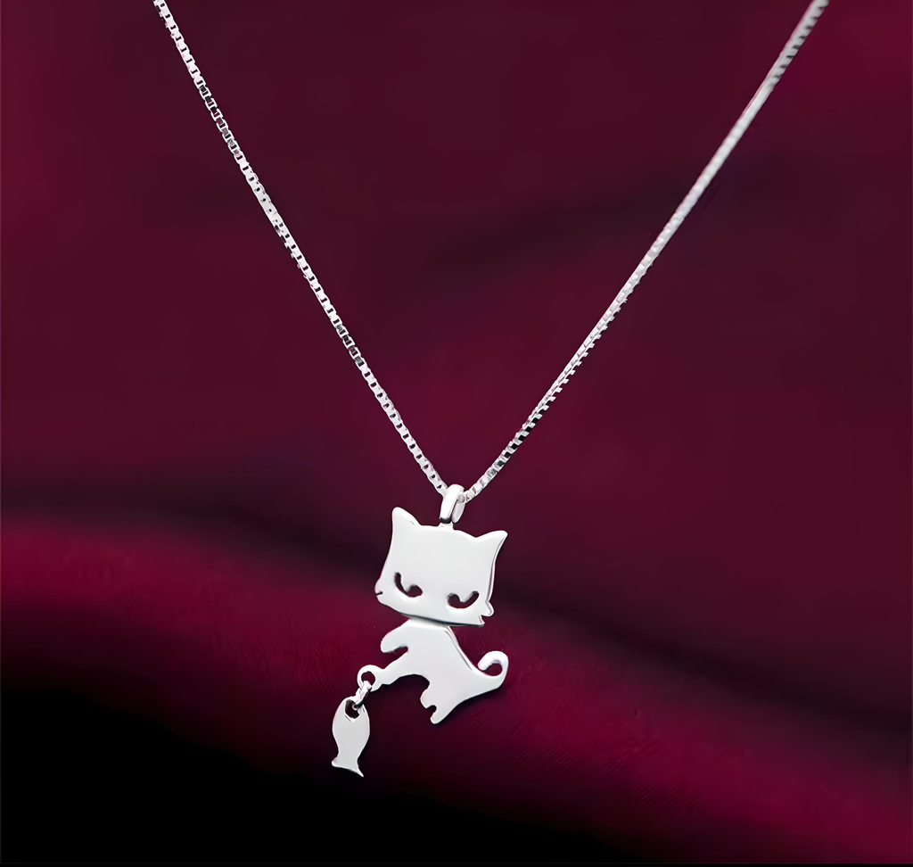 Collar gato pescado (Plata 925)