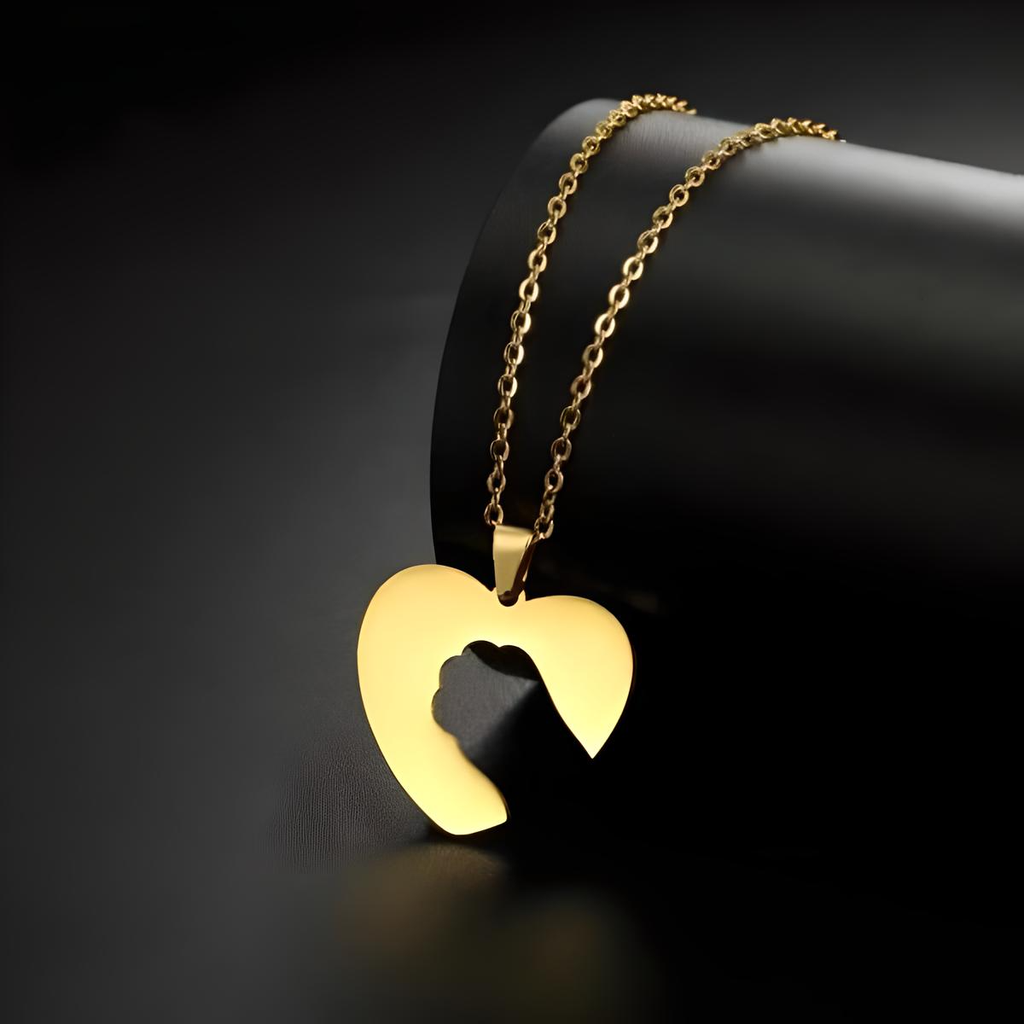 Collar corazón y huella dorado (Acero Inoxidable)