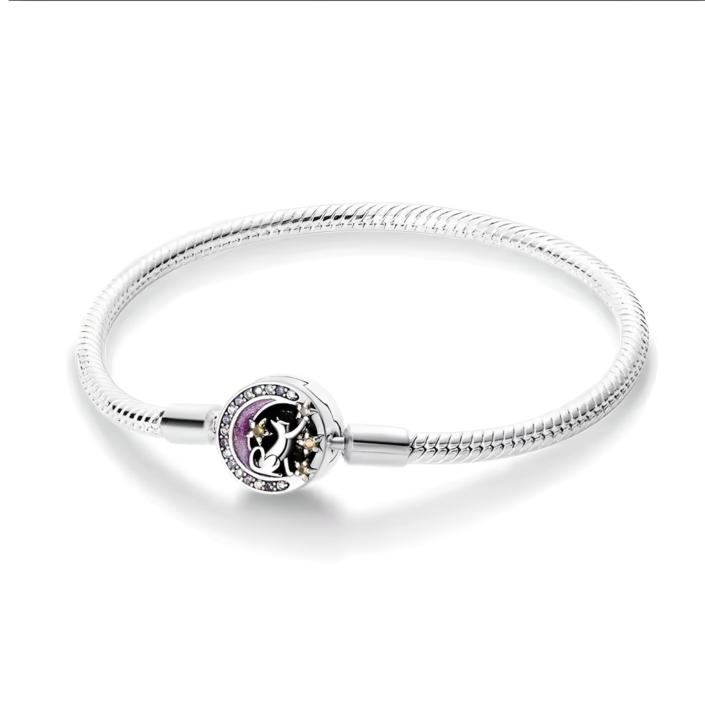 Pulsera gato luna (Plata 925) 17 cm