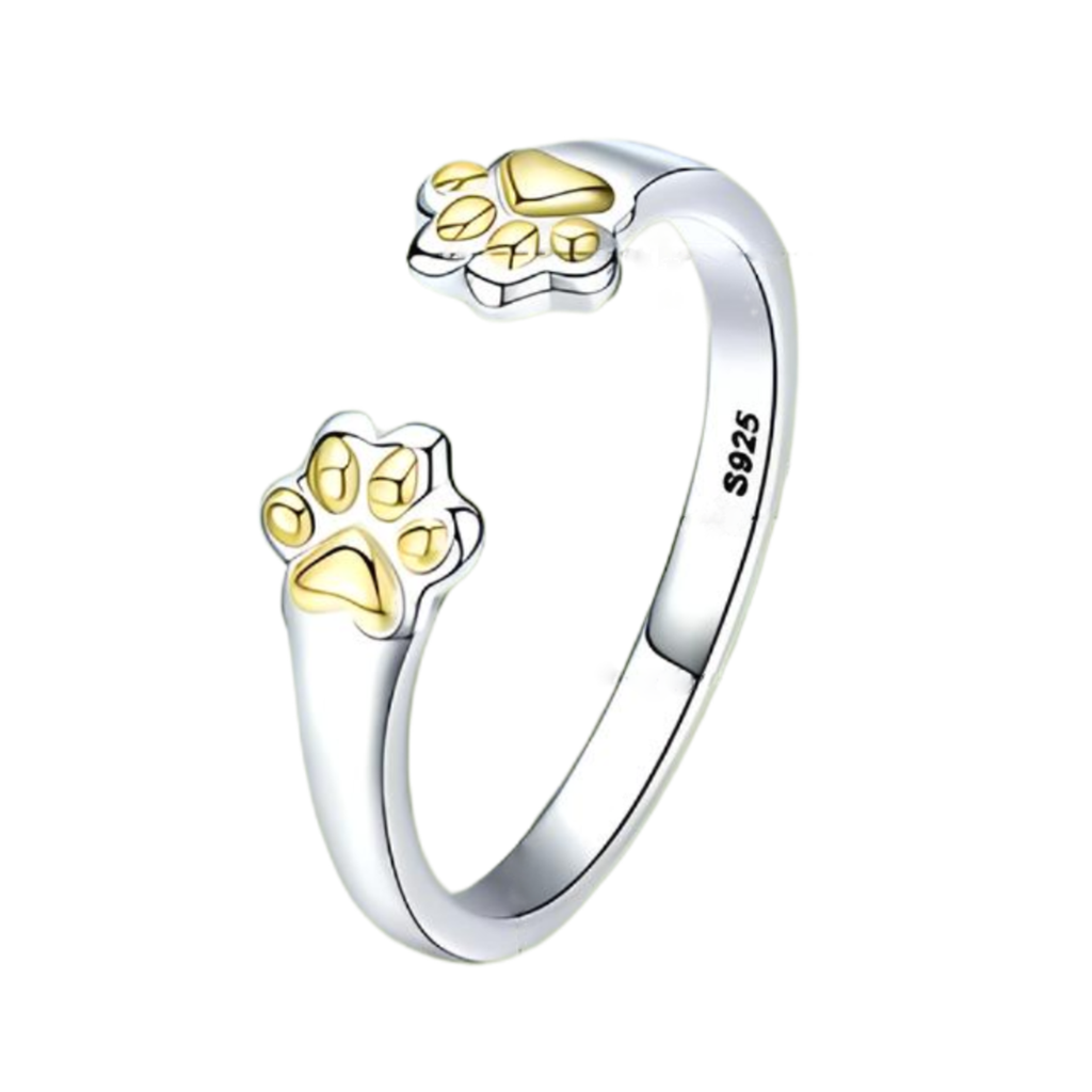 Anillo plata huella dorada (Plata 925)