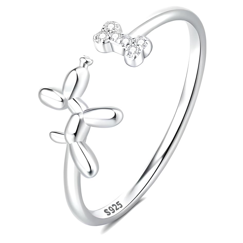 Anillo perro huesito feliz (Plata 925)