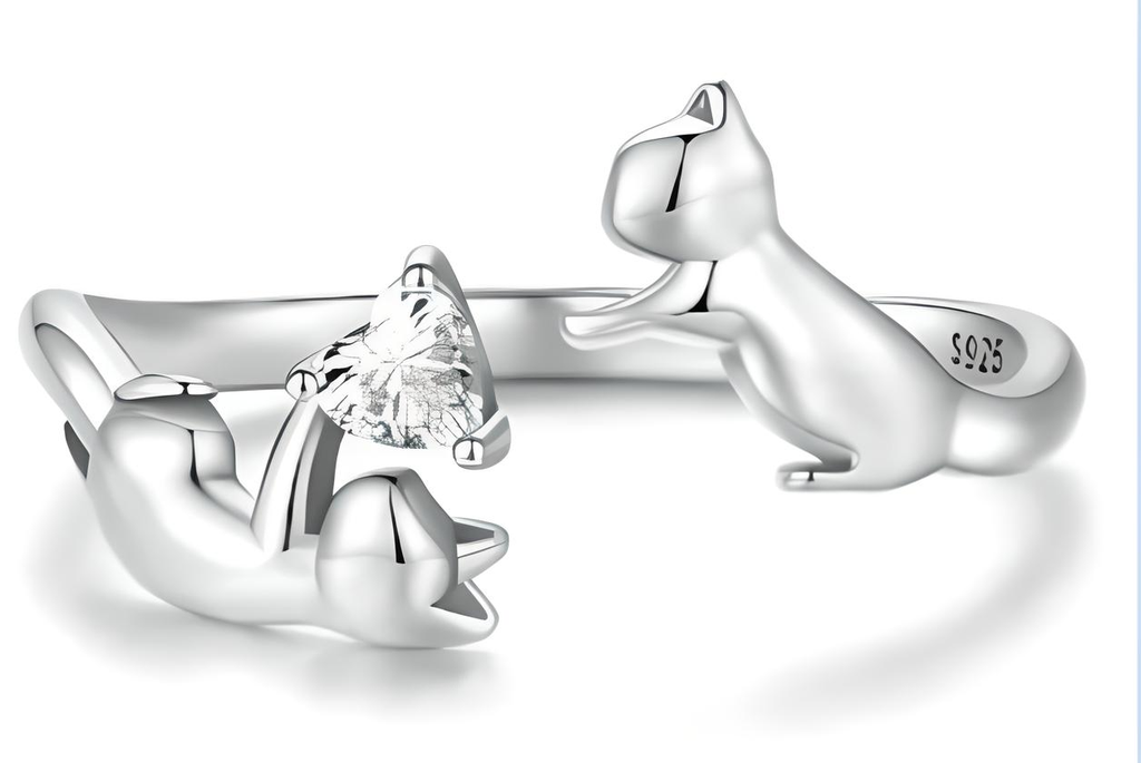 Anillo gatitos traviesos  (Plata 925)