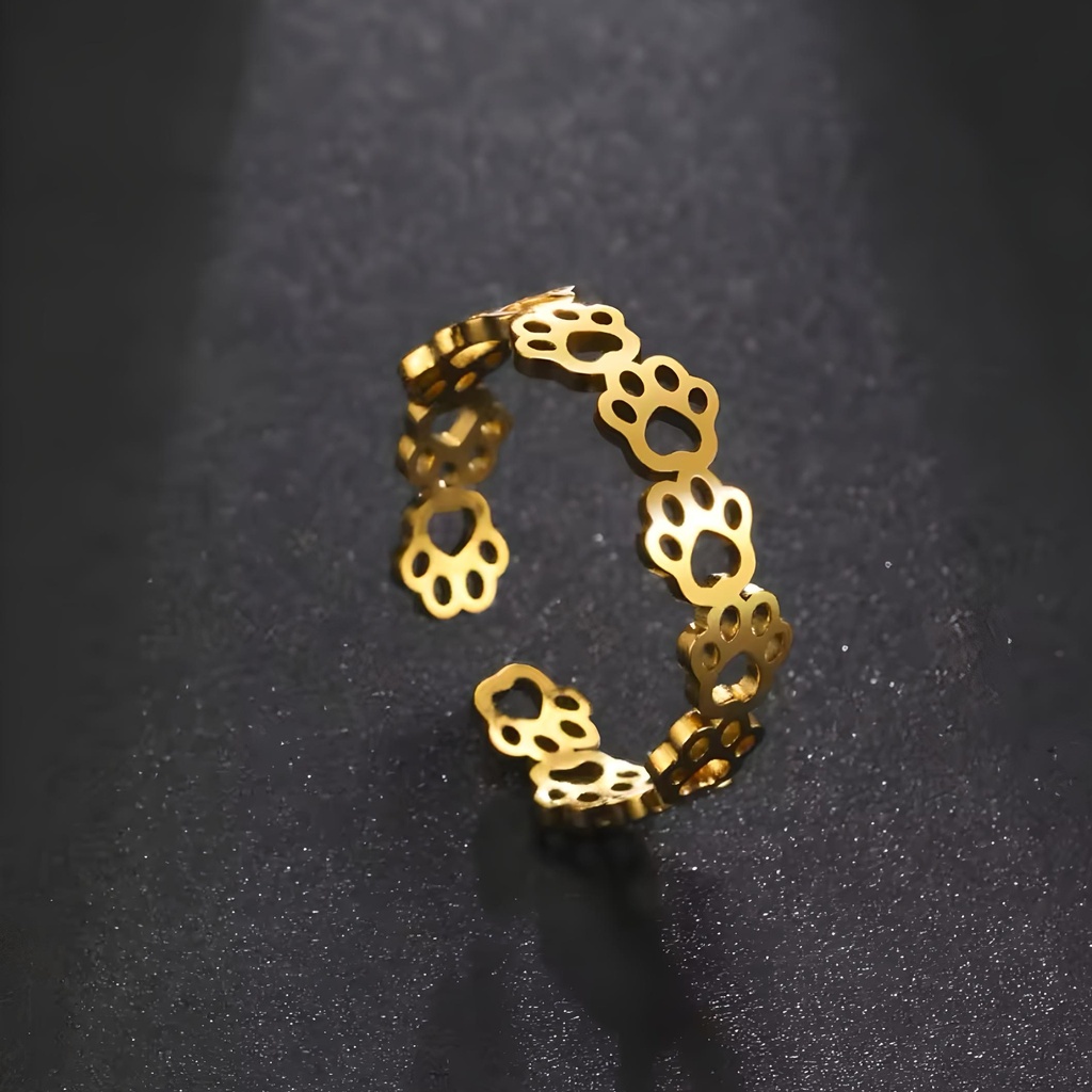 Anillo huellitas acero dorado (Acero Inoxidable)