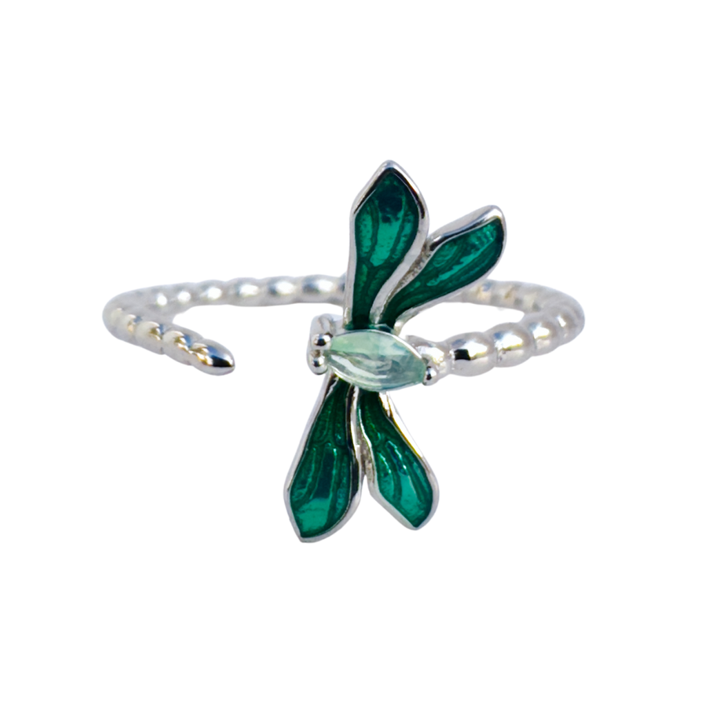 Anillo libélula verde  (Plata 925)