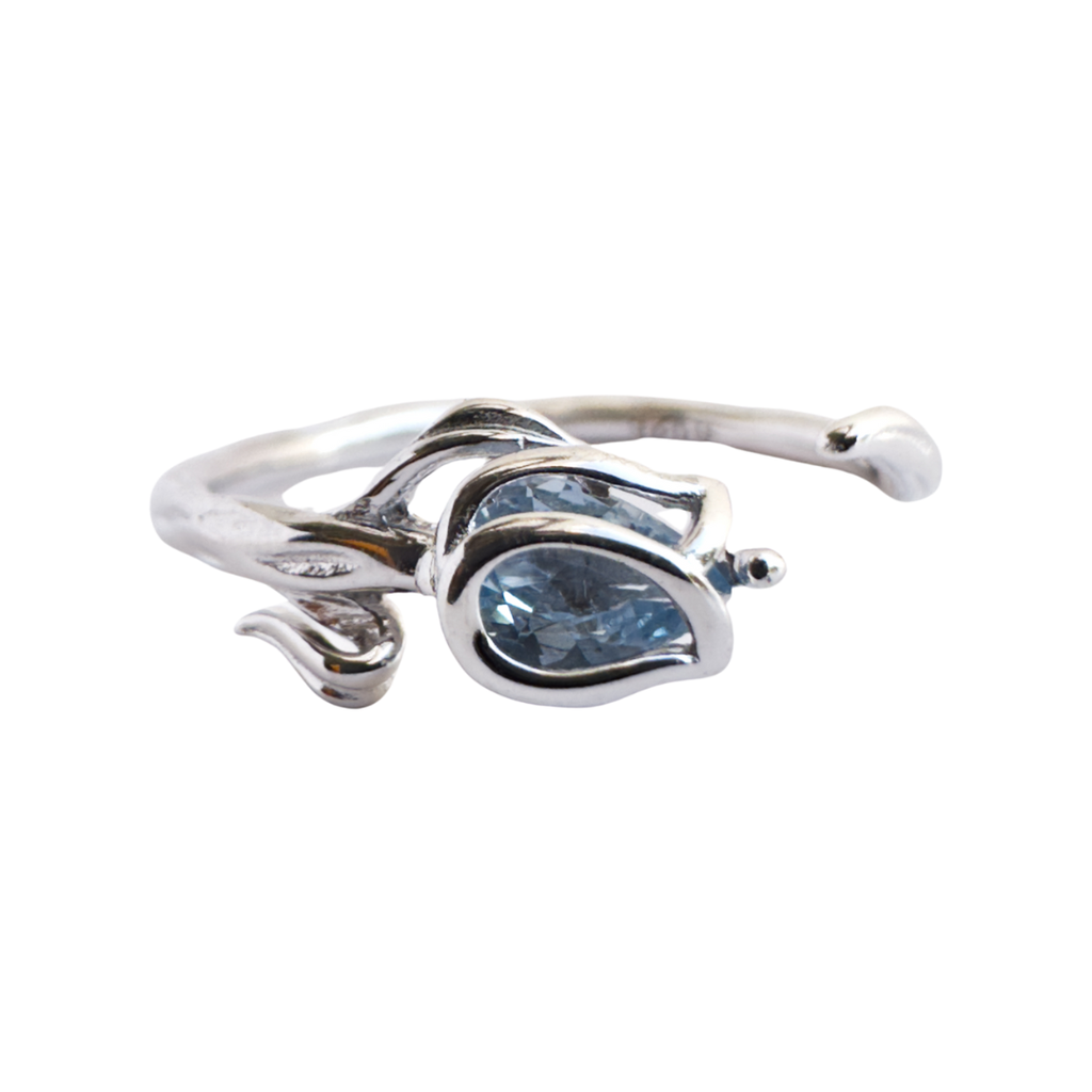Anillo Rosa Luz Azul (Plata 925)