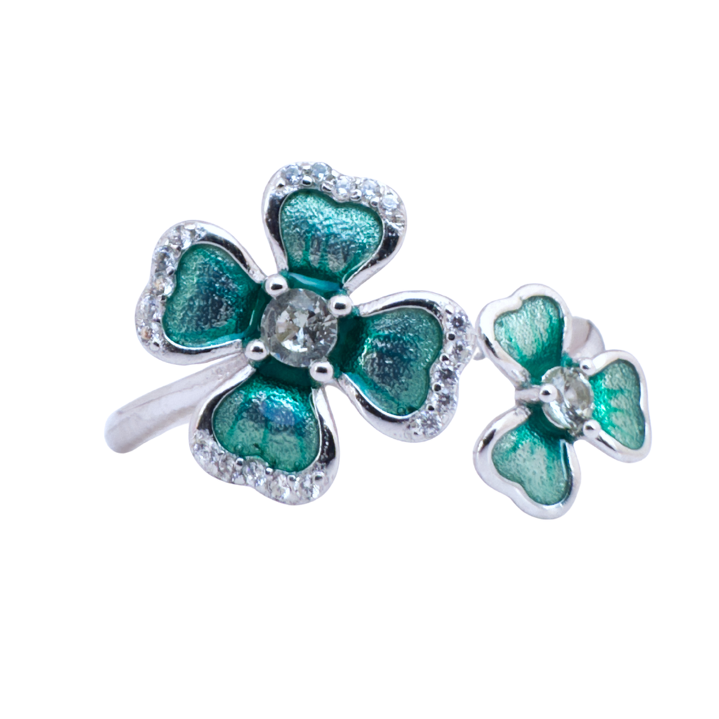 Anillo trébol de la suerte (Plata 925)