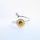 Anillo girasol aurora dorada  (Plata 925)