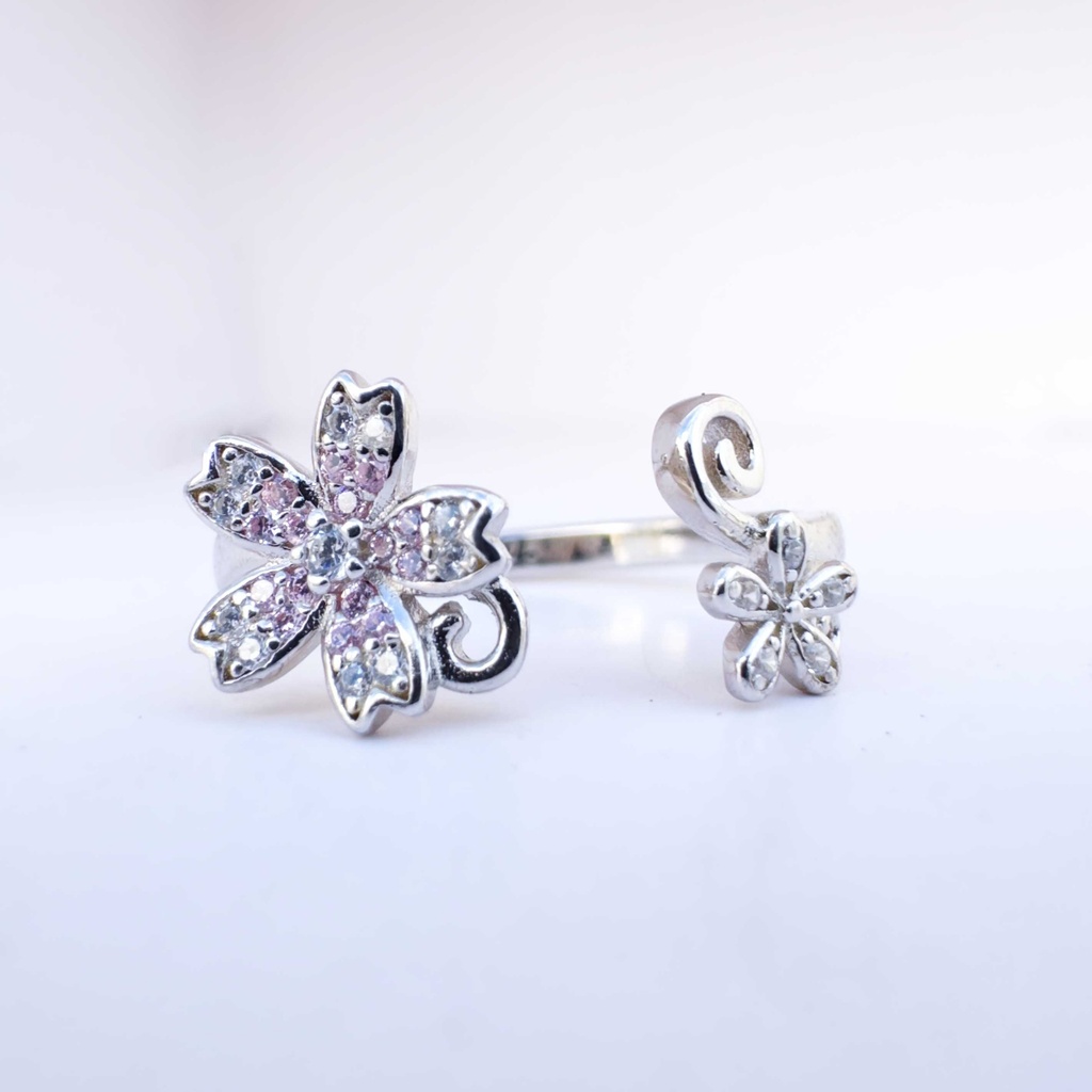 Anillo flor de ensueño rosa  (Plata 925)