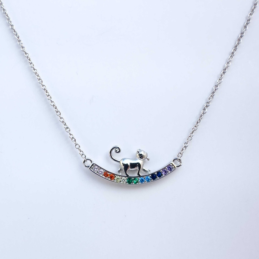 Collar gato arcoíris (Plata 925)