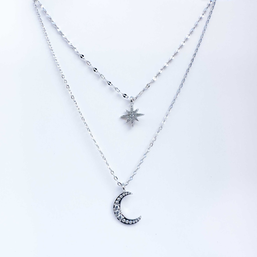 Collar sol y luna  (Plata 925)