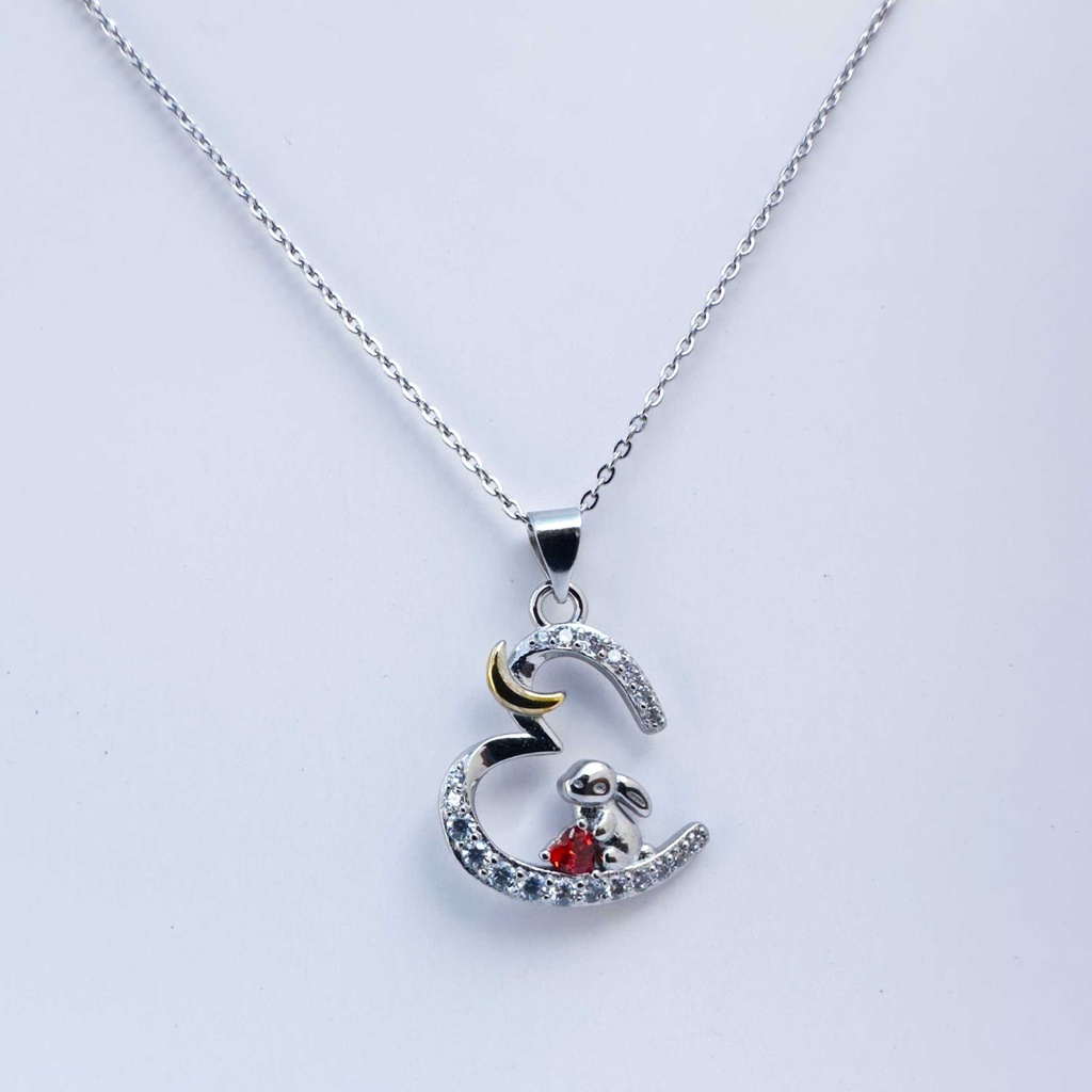 Collar conejo corazón  (Plata 925)