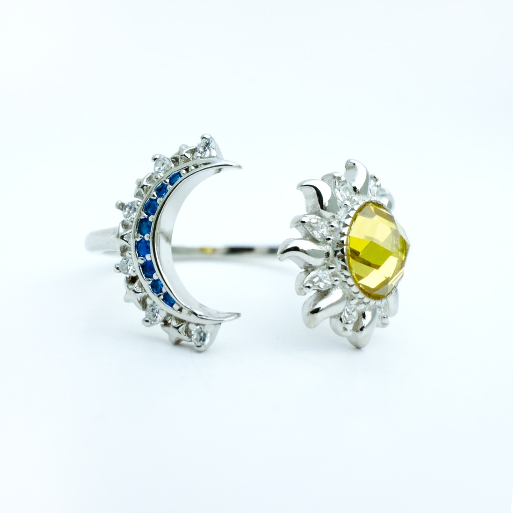Anillo sol y luna plateado  (Plata 925)