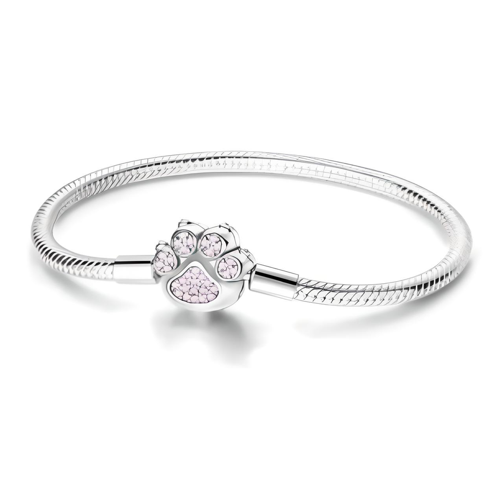 Pulsera huella rosa (Plata 925)  19 cm