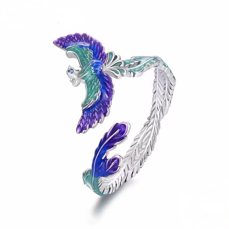 Anillo Ave fénix colores (Plata 925)