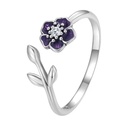 Anillo flor morada oscura (Plata 925)