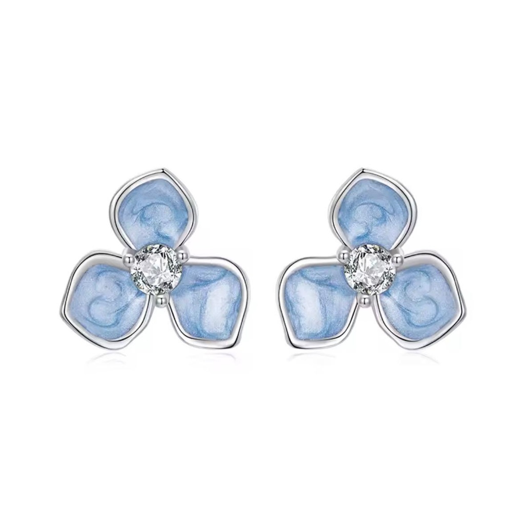Aretes Floral AquaMarina  (Plata 925)