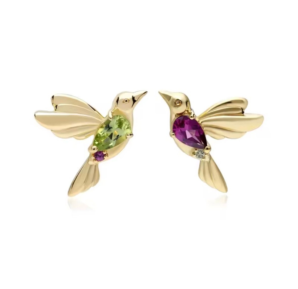 Aretes Colibrí Dorado (Plata 925)